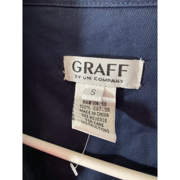 New Graff by Um Women’s Navy Cotton Twill Jacket Small - Picture 6 of 7